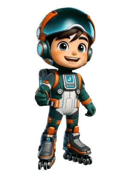 Mascote da Júpiter Desentupidora patinando