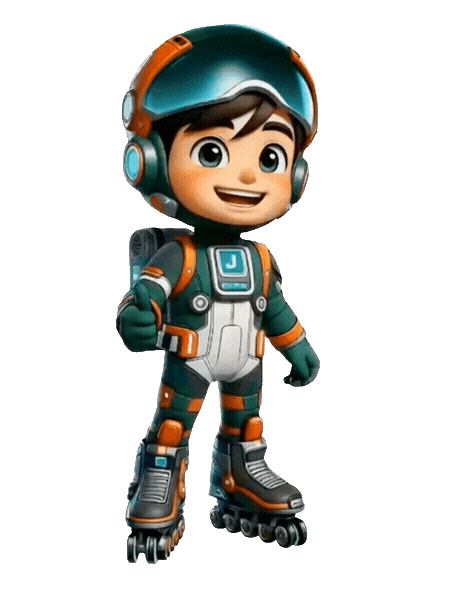 Mascote da Júpiter Desentupidora patinando